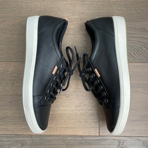 Ecco Soft 7 Lo Cut Lace Up Leather Sneakers Black + White Sz 40EU/9-9.5US NWOT - Picture 3 of 13